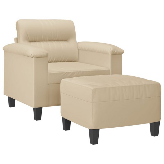 vidaXL Sofa Sessel mit Hocker Creme 60 cm Mikrofasergewebe günstig online kaufen