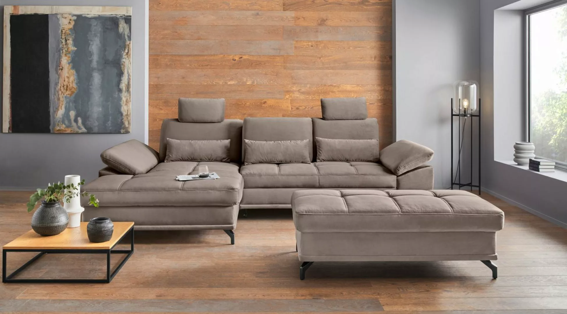 Places of Style Ecksofa Costello L-Form, mit Sitztiefenverstellung, Armteil günstig online kaufen