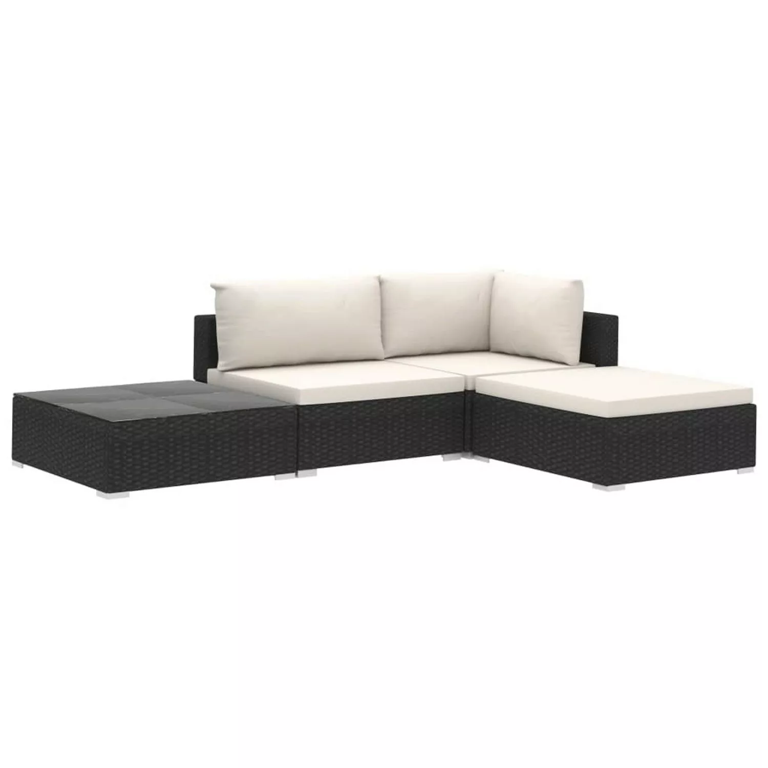 4-tlg. Garten-lounge-set Mit Auflagen Poly Rattan Schwarz günstig online kaufen