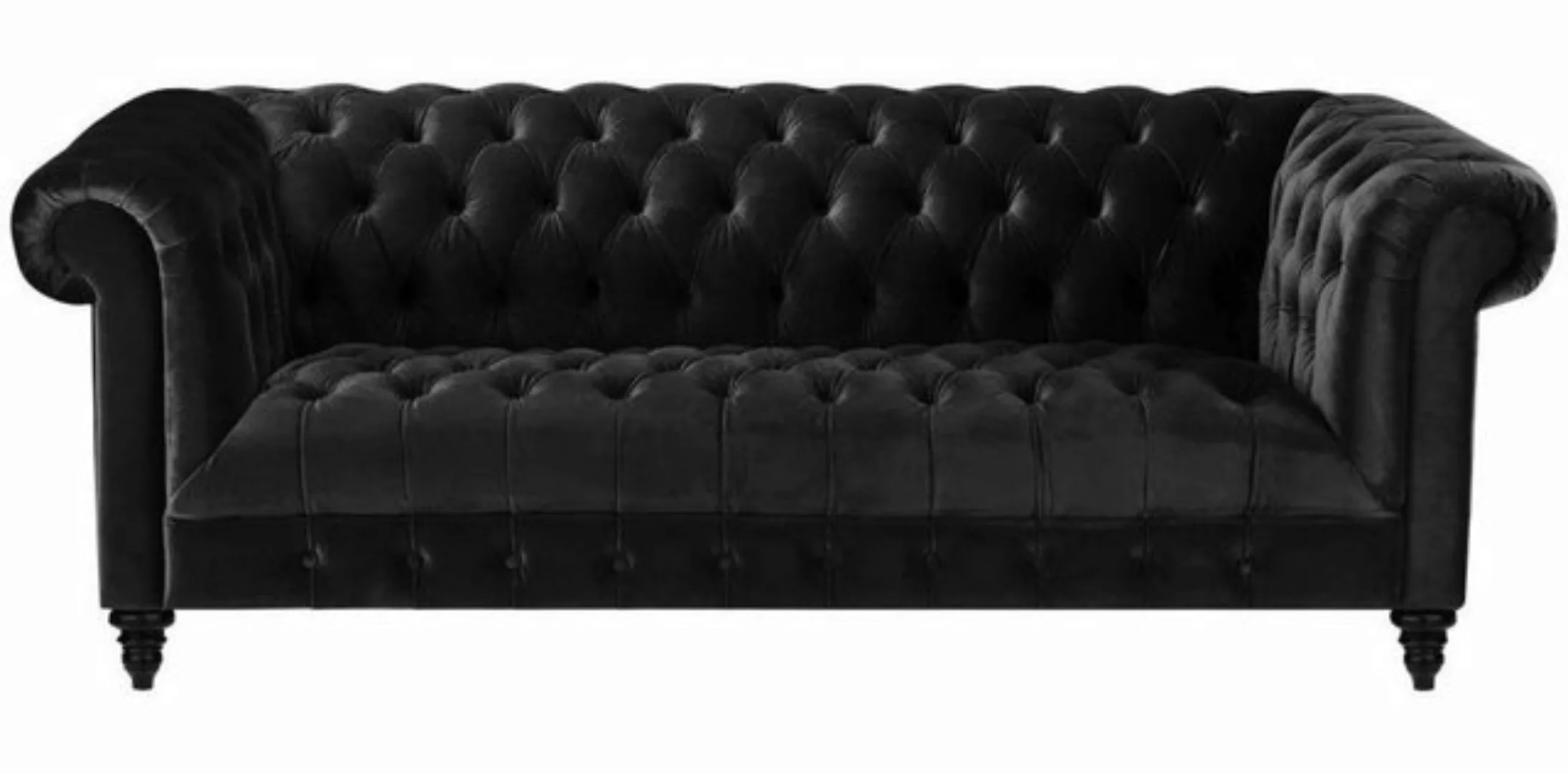 Xlmoebel Chesterfield-Sofa Schwarzes Samt Chesterfield Sofa Luxus Polsterun günstig online kaufen