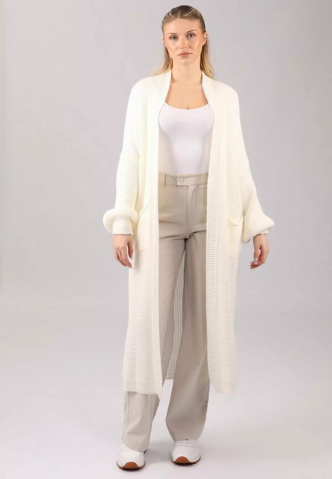 YC Fashion & Style Longstrickjacke Basic Strickjacke Cardigan Verschlusslos günstig online kaufen