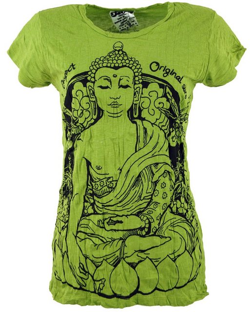 Guru-Shop T-Shirt Sure T-Shirt Meditation Buddha - lemon Festival, Goa Styl günstig online kaufen