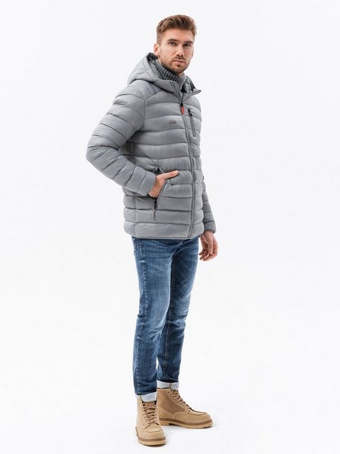 OMBRE Steppjacke Herren Steppjacke mit Kapuze - grau V2 C549 XXL günstig online kaufen