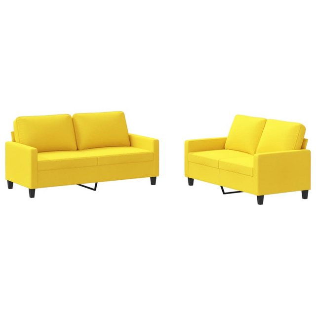 vidaXL Sofa Sofagarnitur mit Kissen Stoff, Standard, Gelb günstig online kaufen