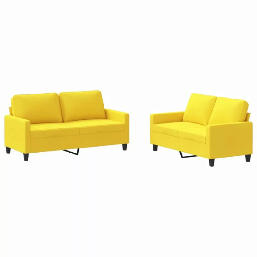 vidaXL Sofa Sofagarnitur mit Kissen Stoff, Standard, Gelb günstig online kaufen