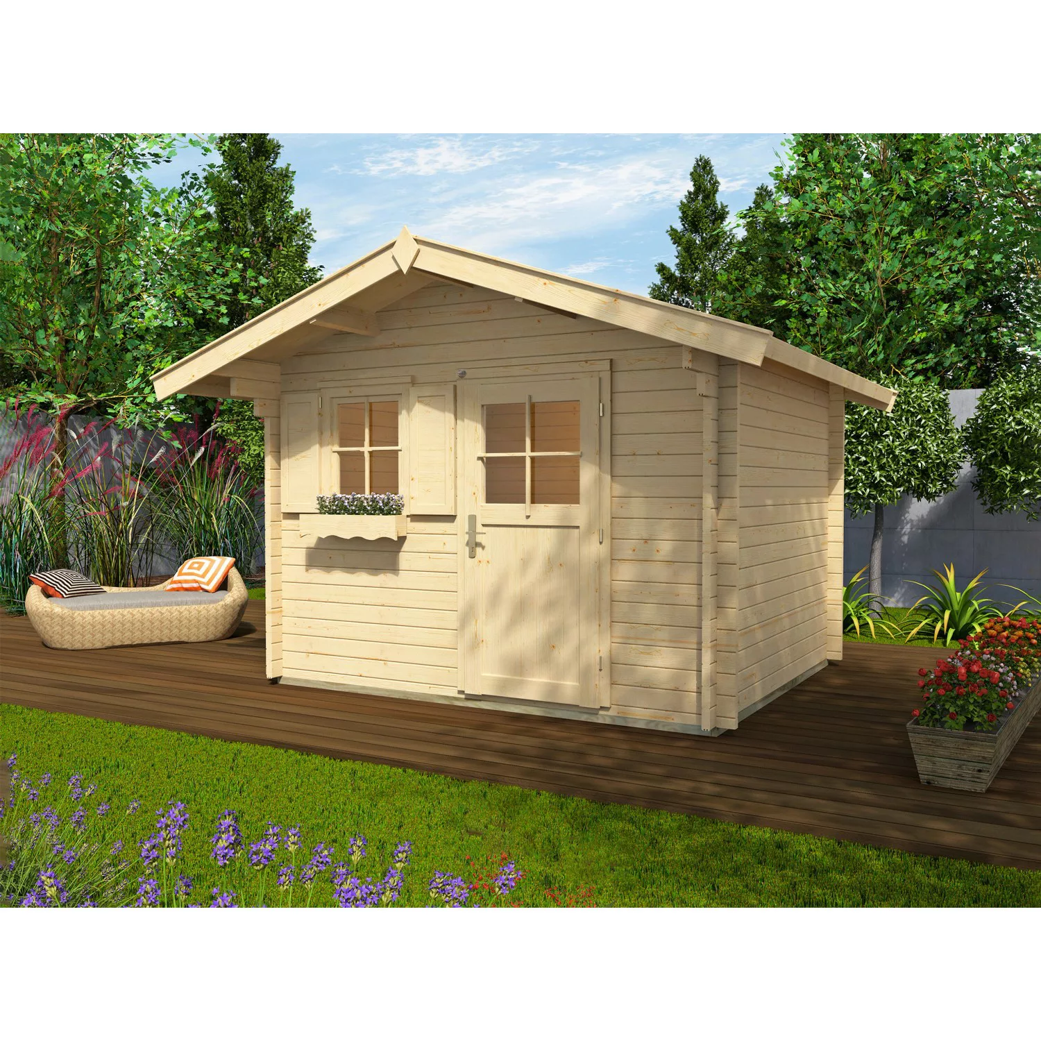 Weka Holz-Gartenhaus/Gerätehaus Brescia Satteldach Unbehandelt 250 cm x 320 günstig online kaufen