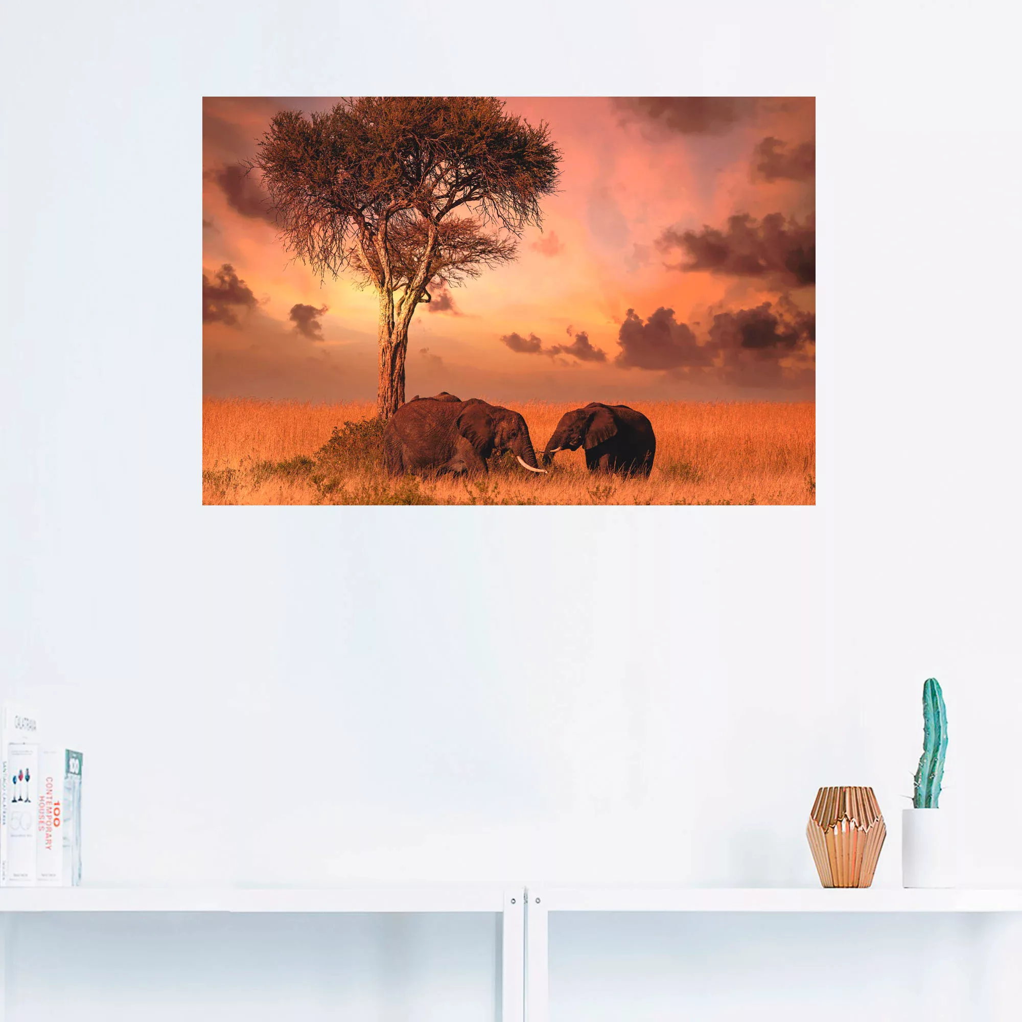 Artland Wandbild »Elefanten zum Abendessen«, Wildtiere, (1 St.), als Leinwa günstig online kaufen