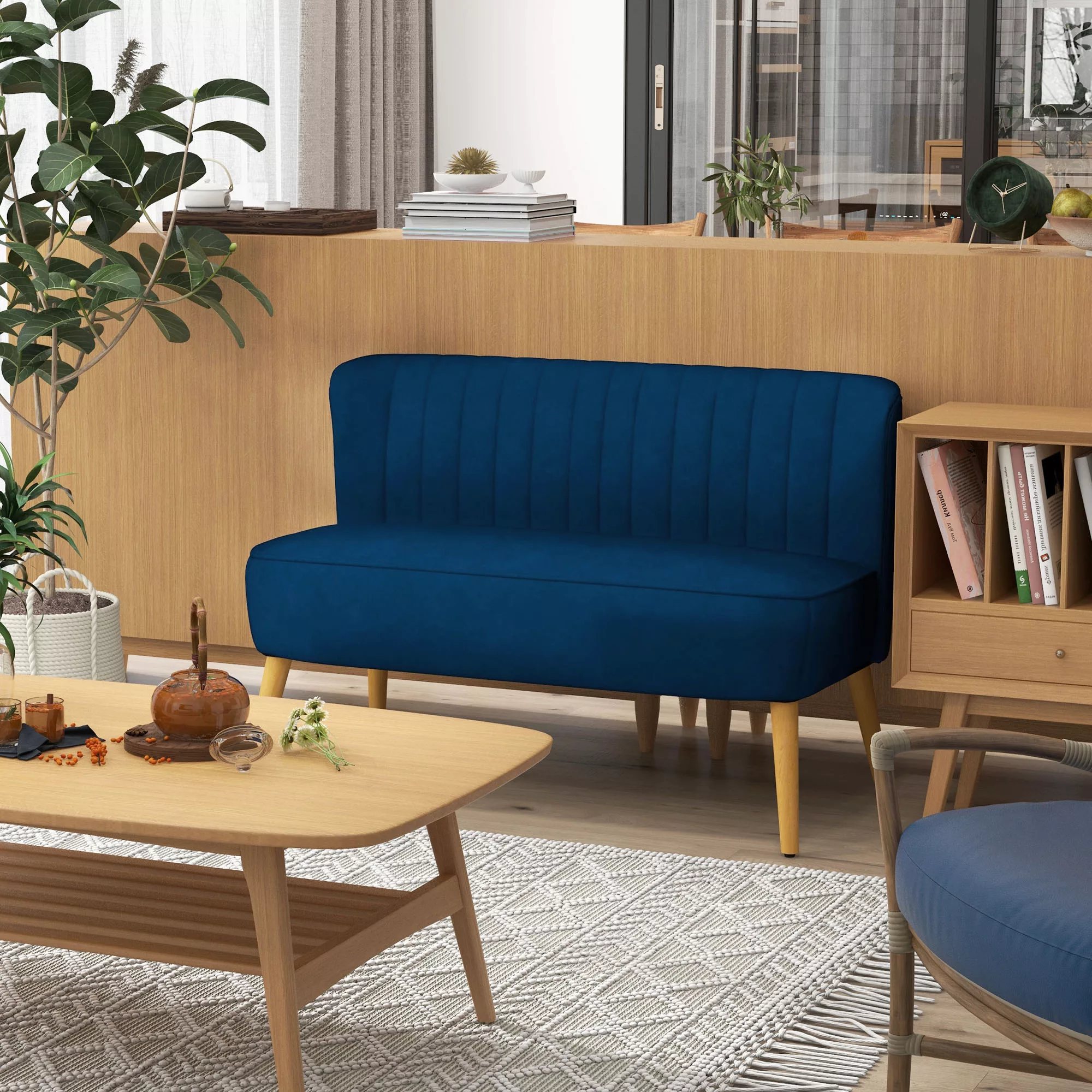 HOMCOM 2-Sitzer Sofa Zweisitzer, Loveseat mit Leinenoptik, Doppelsofa mit H günstig online kaufen