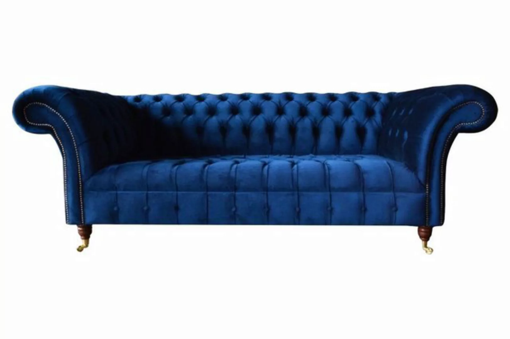 Xlmoebel Sofa Blaues Chesterfield Dreisitzer Sofa Luxusstoff Couch 3 Plätze günstig online kaufen