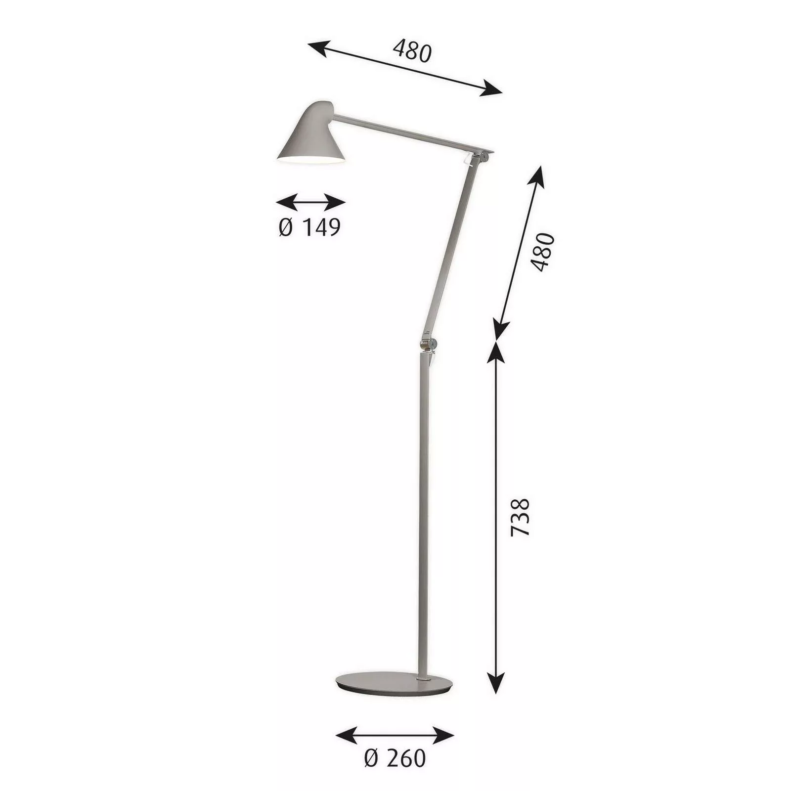 Louis Poulsen - NJP LED Stehleuchte - schwarz/pulverbeschichtet/LxBxH 48x26 günstig online kaufen