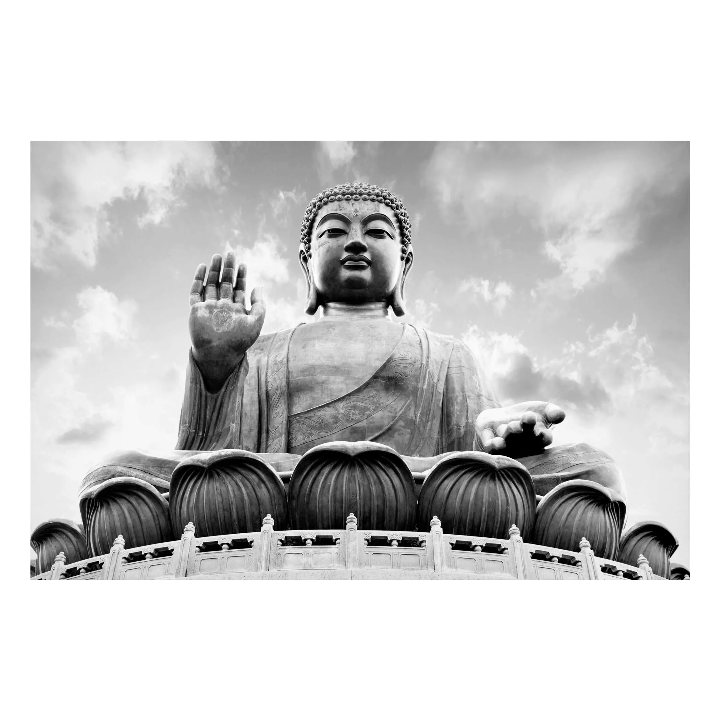Magnettafel Großer Buddha Schwarz-Weiß günstig online kaufen