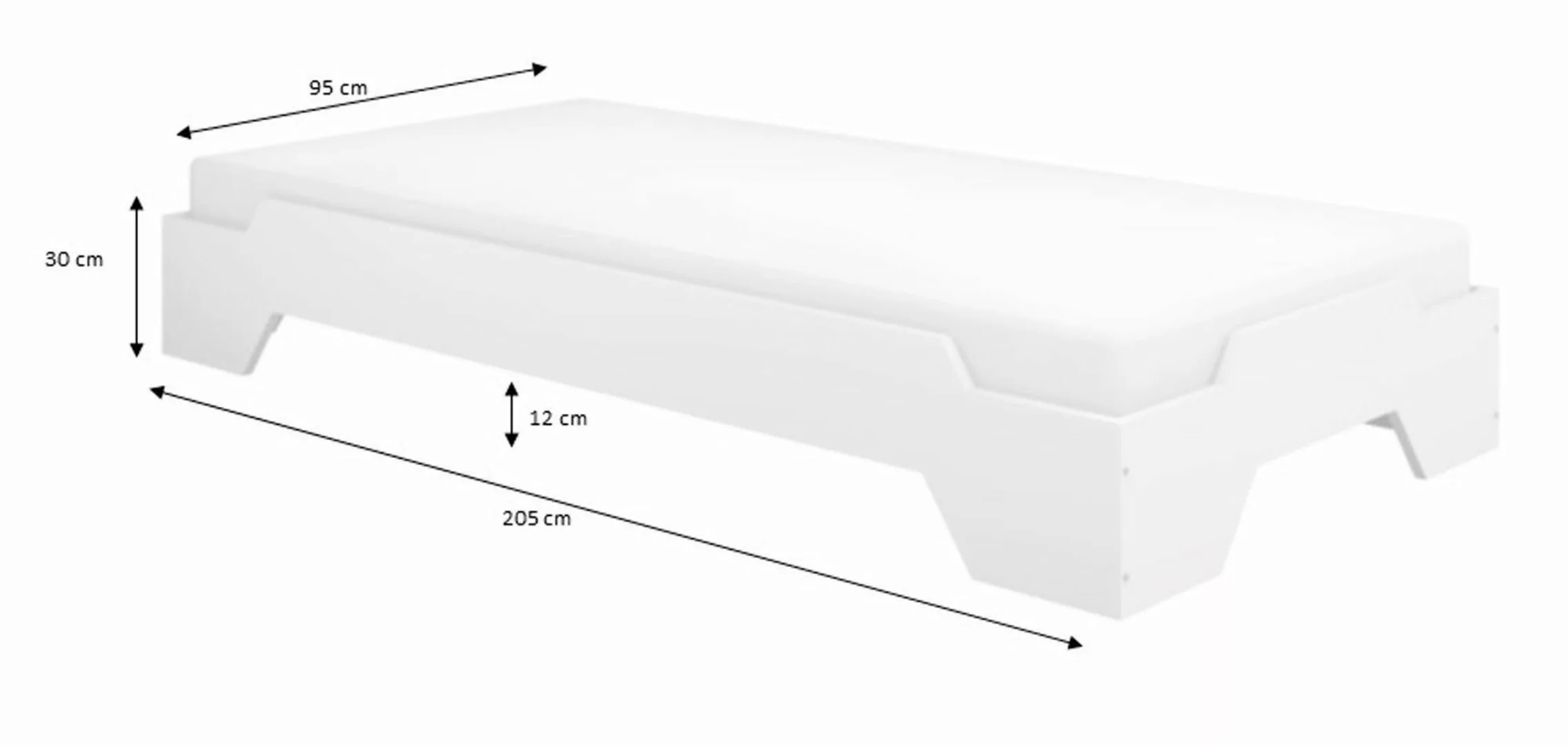 Wohnglücklich Bett Denver, Stapelbar, Wahlweise 3 günstig online kaufen