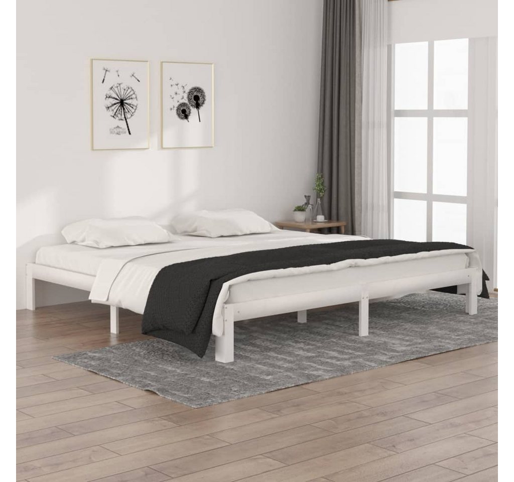 furnicato Bett Massivholzbett Weiß Kiefer 200x200 cm günstig online kaufen