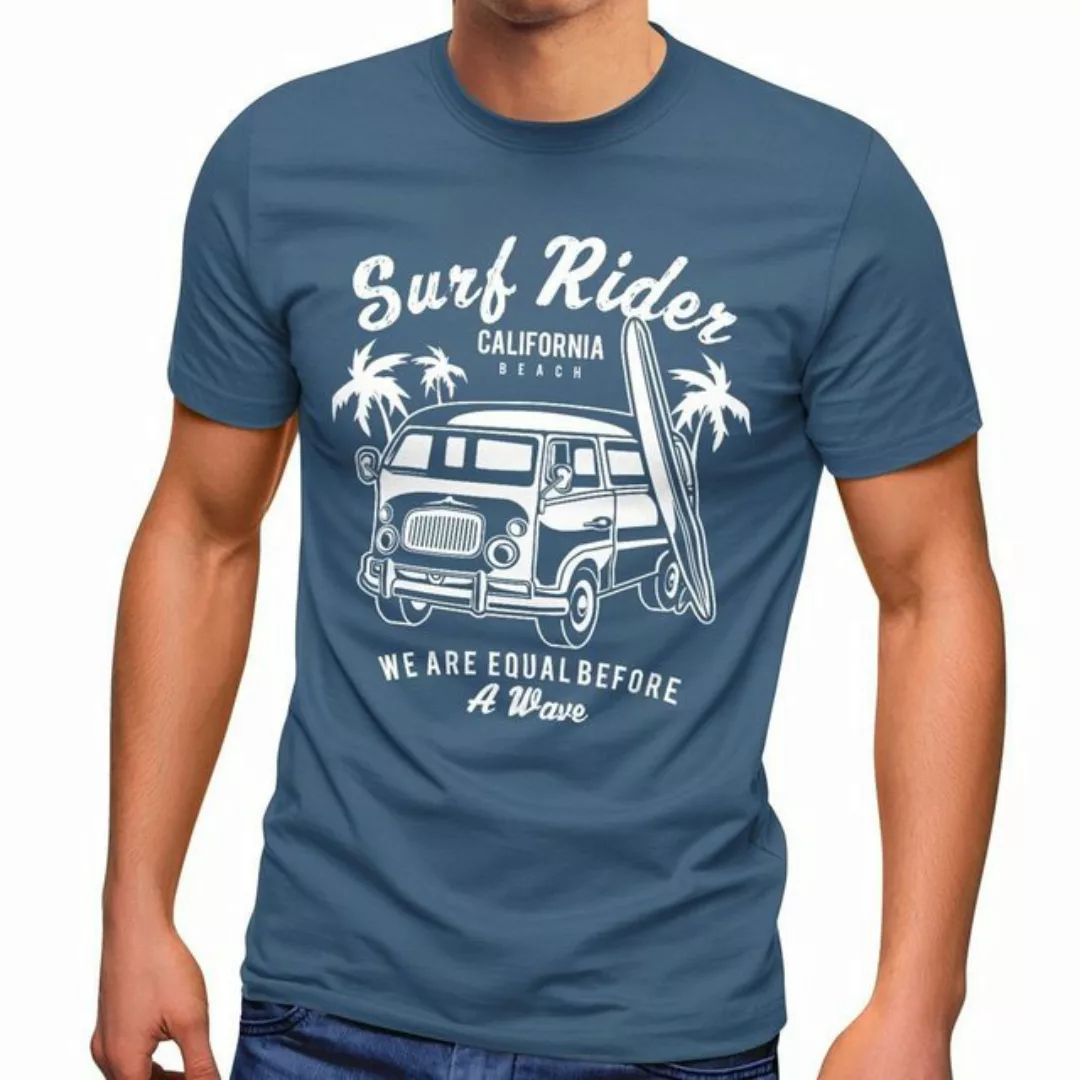 Neverless Print-Shirt Herren T-Shirt Bus Surfing Retro Slim Fit mit Print günstig online kaufen