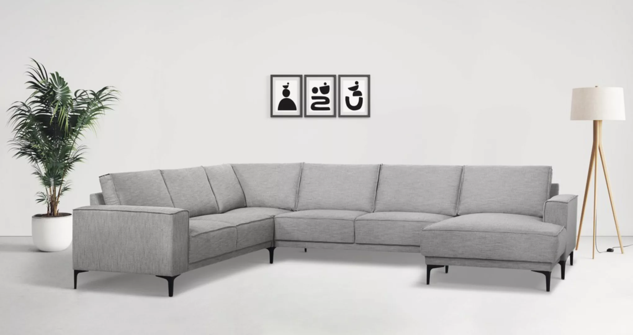 Places of Style Wohnlandschaft "XXL Sofa Oland, Struktur, Flachgewebe, Luxu günstig online kaufen