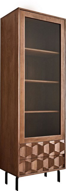 DELIFE Vitrine Fevo Akazie Braun 60x180 cm L-Fuß Vitrine günstig online kaufen