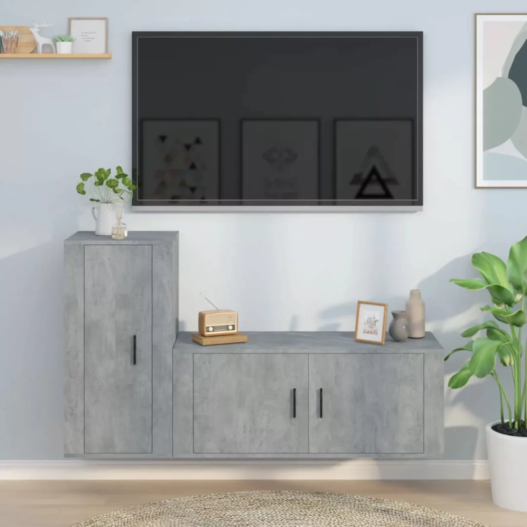 Vidaxl 2-tlg. Tv-schrank-set Betongrau Holzwerkstoff günstig online kaufen