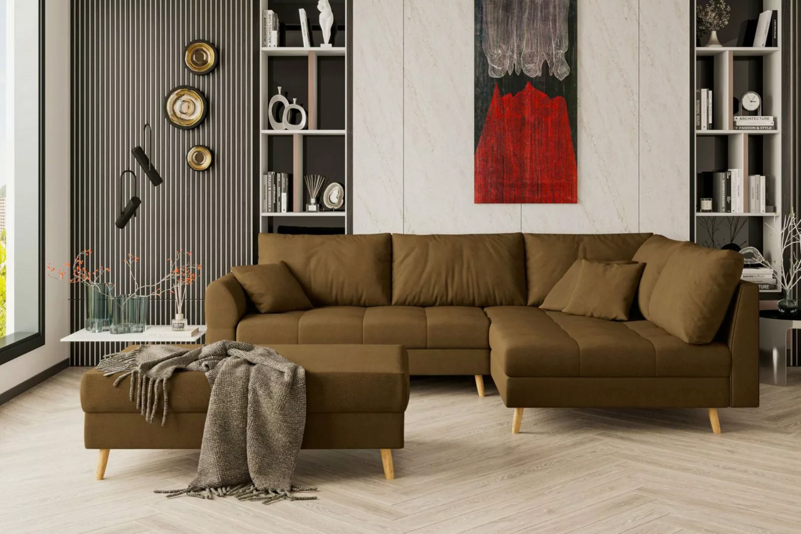 99rooms Ecksofa Bella, Sofa L-Form mit Hocker, links oder rechts bestellbar günstig online kaufen