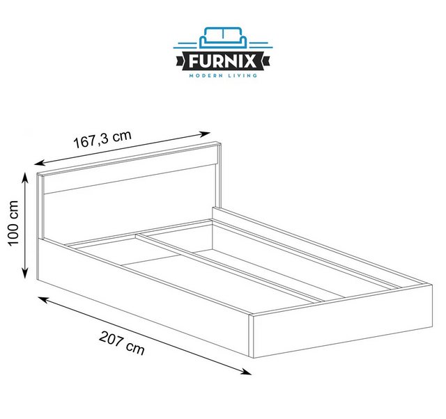 Furnix Bettgestell 160x200 MEDIOLANE M-9 Holzbett ohne Matratze Natural Hik günstig online kaufen