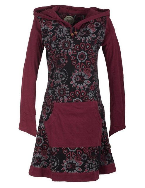 Vishes Jerseykleid Kapuzenkleid mit Blumen bedruckt und Kängurutasche Ethno günstig online kaufen