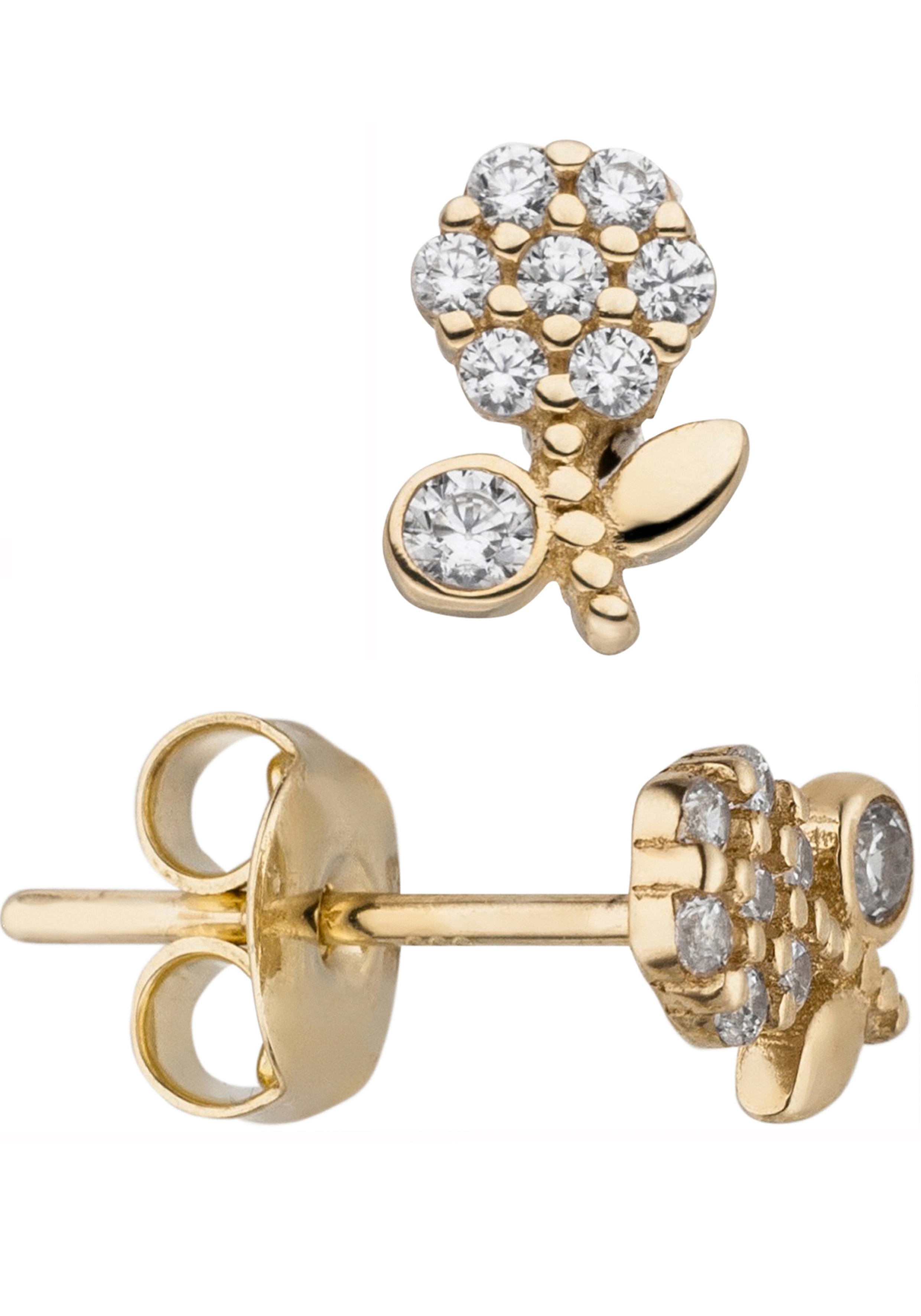 JOBO Paar Ohrstecker "Ohrringe mit Blumen-Motiv", 333 Gold mit 16 Zirkonia günstig online kaufen