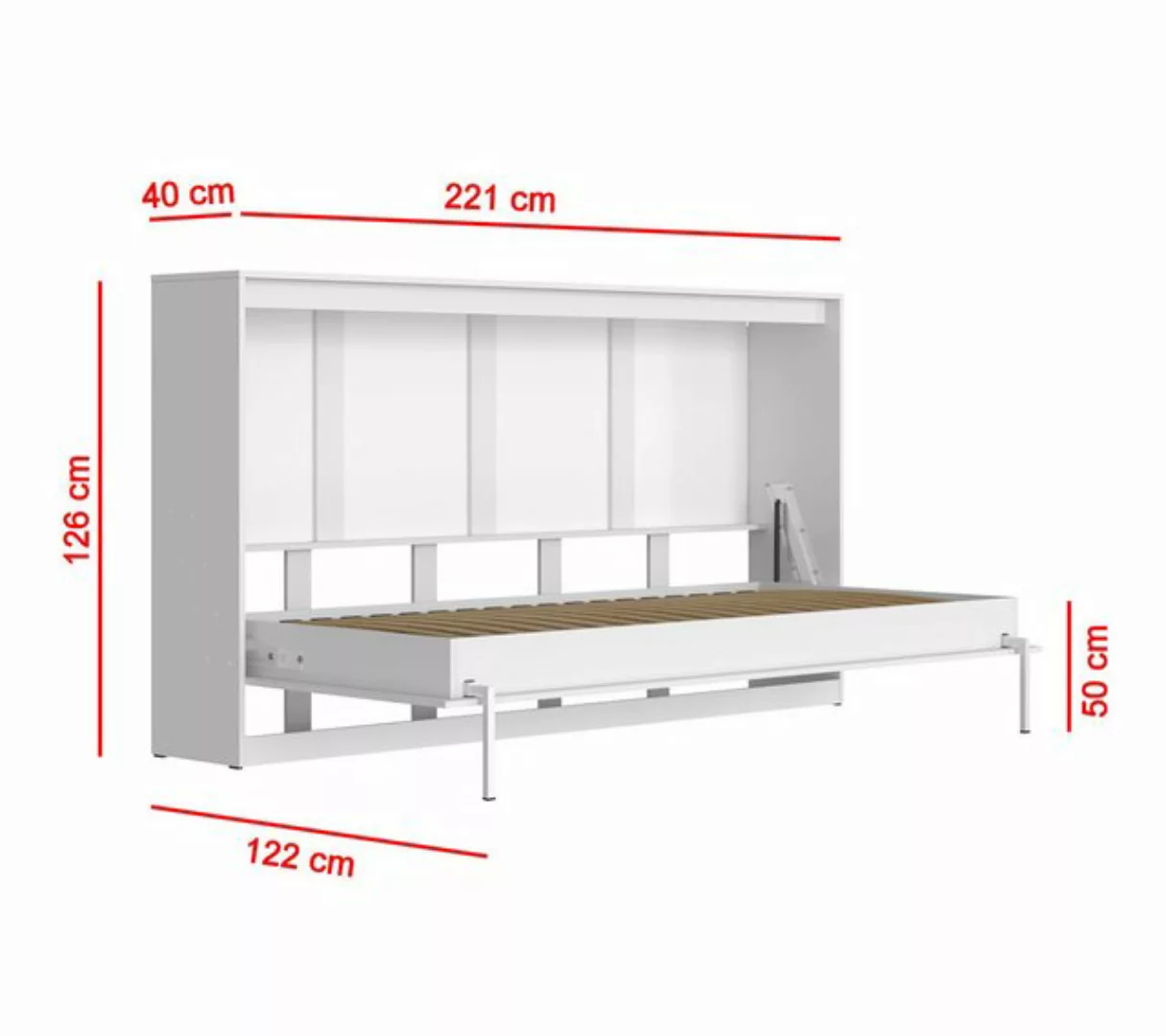 Laros-Living Schrankbett Horizontal Weiß/Wildeiche 100/140/160 pat. Gasdruc günstig online kaufen