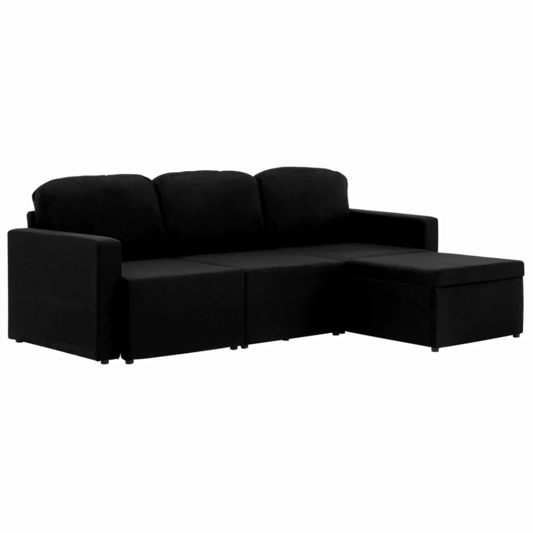 Modulares 3-sitzer-schlafsofa Schwarz Stoff günstig online kaufen