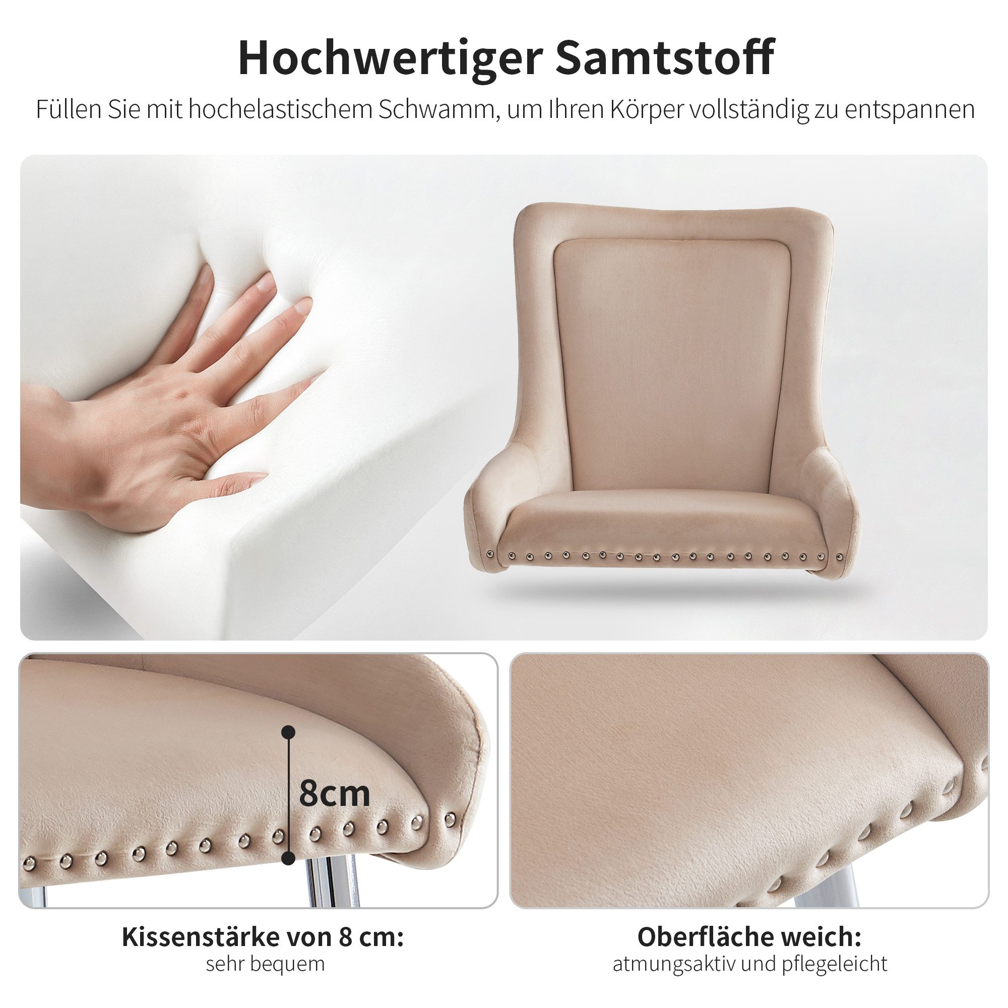 REDOM Esszimmerstuhl Kosmetikstuhl,Esszimmerstuhl,Loungesessel (Luxus Samt- günstig online kaufen