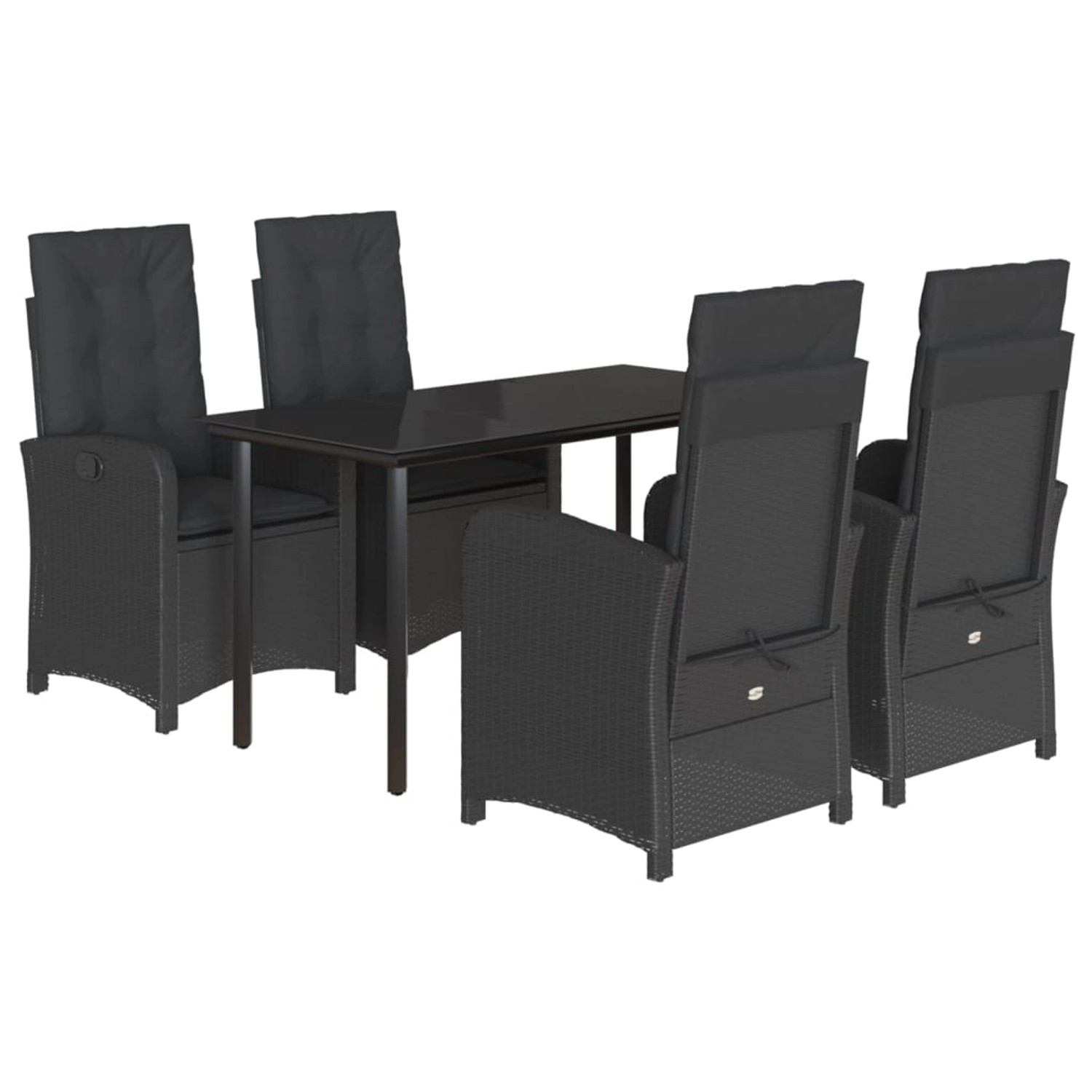 vidaXL 5-Tlg Garten-Essgruppe mit Kissen Schwarz Poly Rattan 3212323 günstig online kaufen