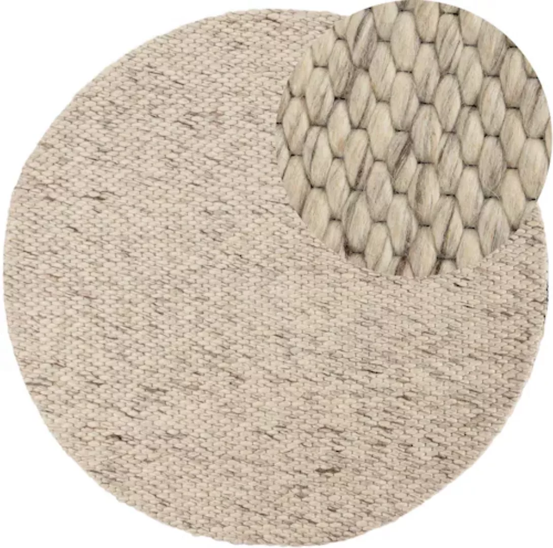 carpetfine Wollteppich »Sina«, rund, grobe Struktur, Zeitloses Design, rein günstig online kaufen