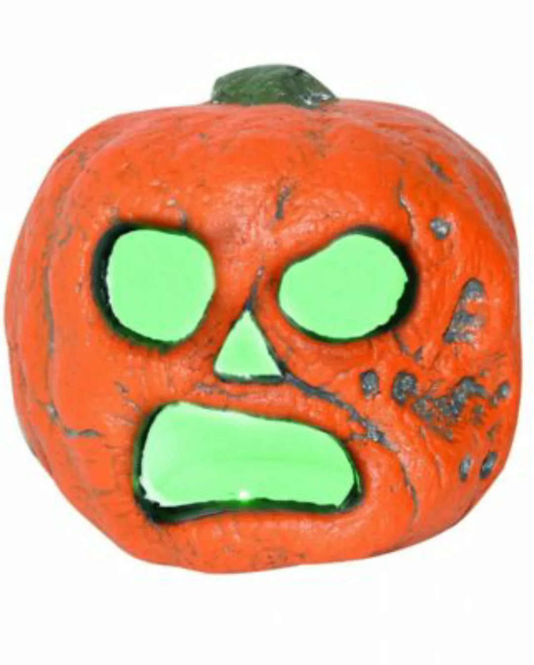 Gruseliger Halloween Kürbis mit LED Beleuchtung 20 cm Partydeko orange günstig online kaufen