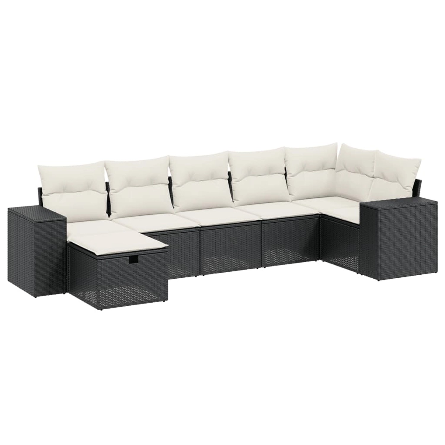 vidaXL 7-tlg Garten-Sofagarnitur mit Kissen Schwarz Poly Rattan Modell 133 günstig online kaufen