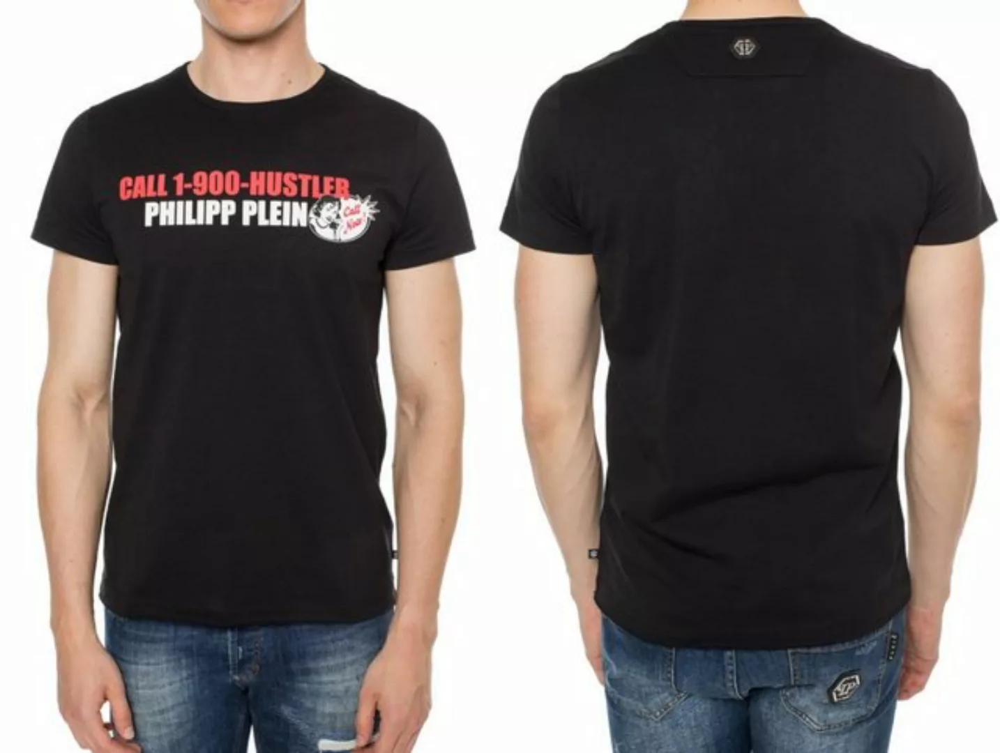PHILIPP PLEIN T-Shirt Philipp Plein Platinium Cut CALL HUSTLER Logo Shirt R günstig online kaufen