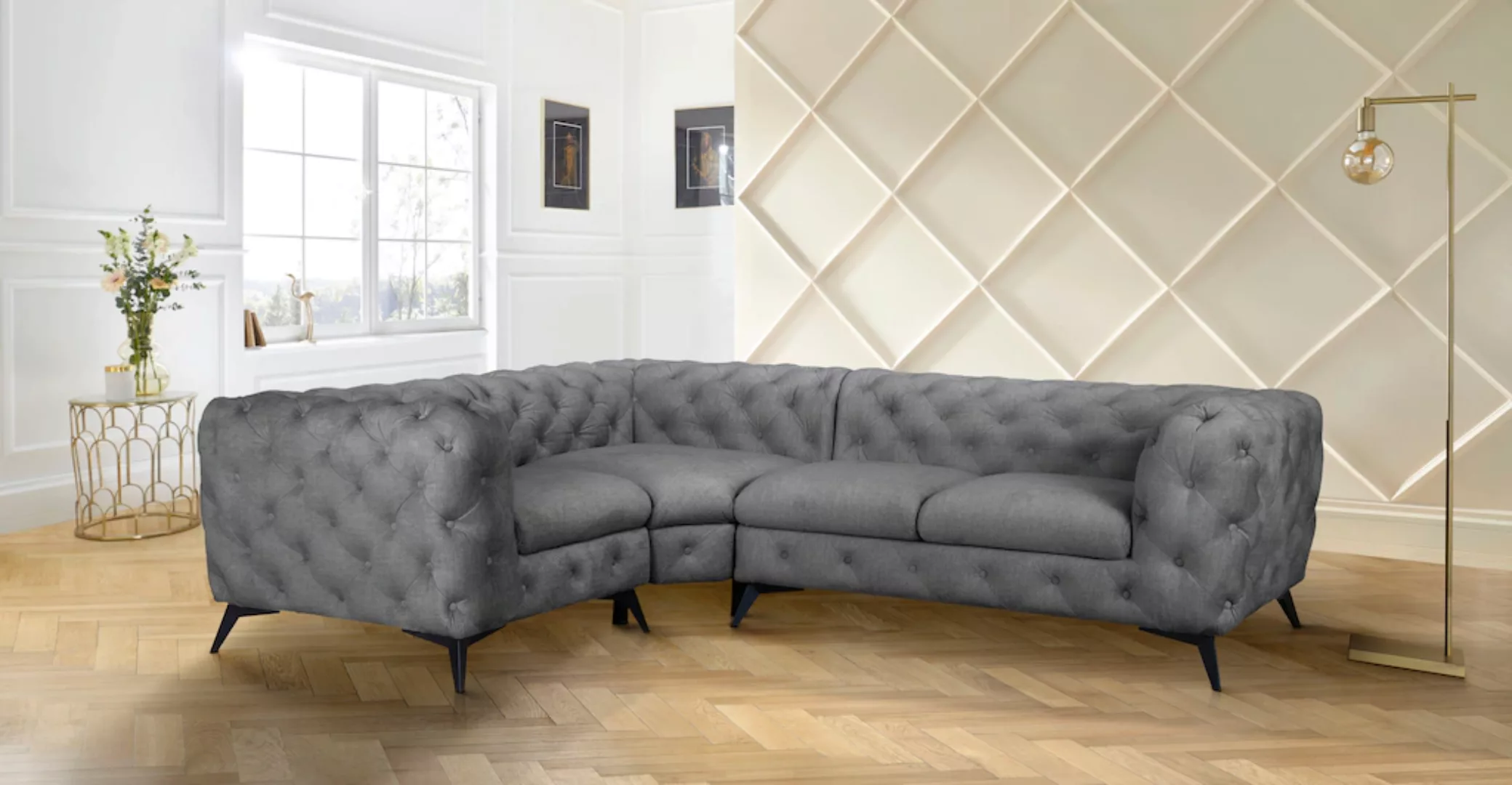 Leonique Chesterfield-Sofa "Glynis L-Form", aufwändige Knopfheftung, modern günstig online kaufen