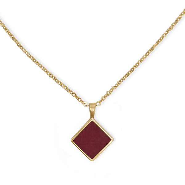 Kurze Halskette Gold Mit Kork | 18k Vergoldet | Kettenanhänger Quadrat günstig online kaufen