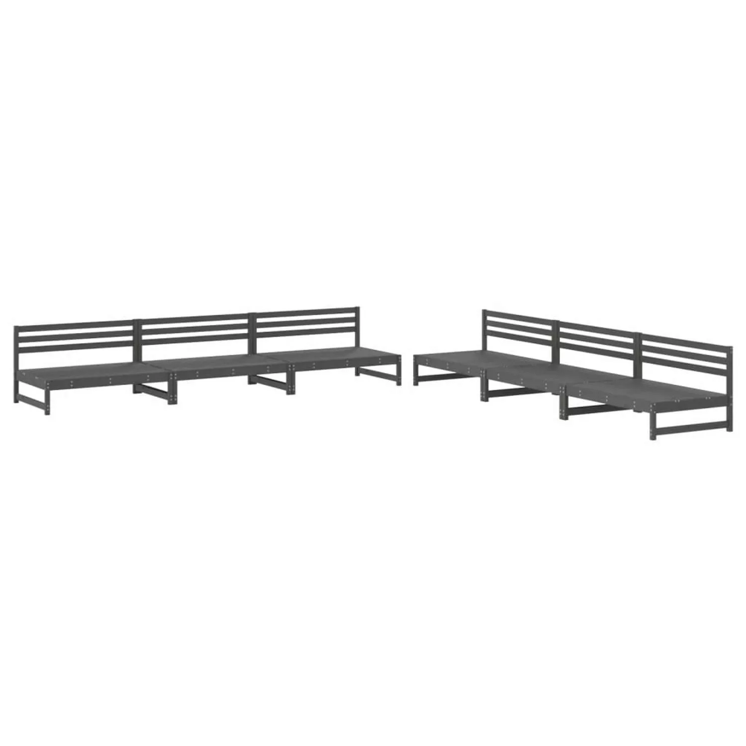 vidaXL 6-tlg Garten-Lounge-Set Grau Massivholz Kiefer Modell 11 günstig online kaufen