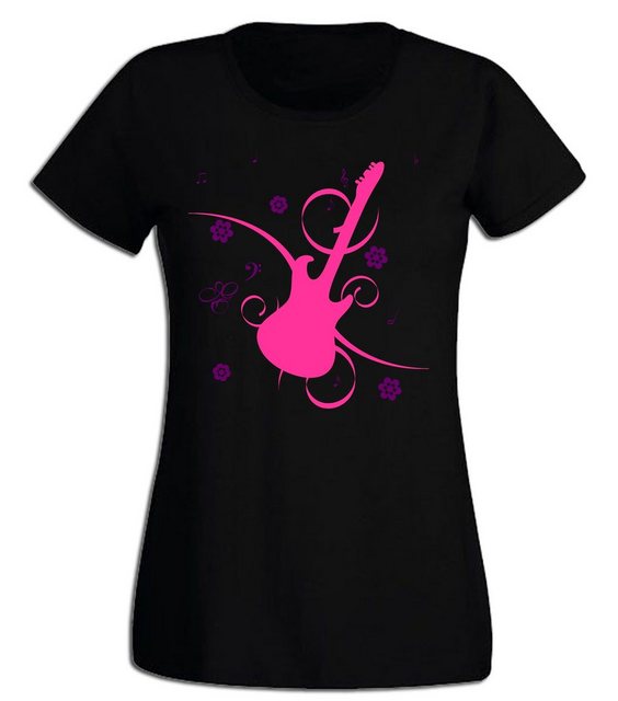 G-graphics T-Shirt Damen T-Shirt - Gitarre Pink-Purple-Collection, Slim-fit günstig online kaufen