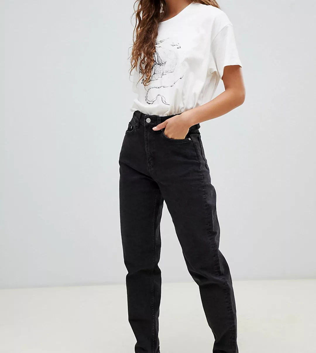 Weekday – Lash – Schwarze Mom-Jeans aus Bio-Baumwolle mit hohem Bund günstig online kaufen