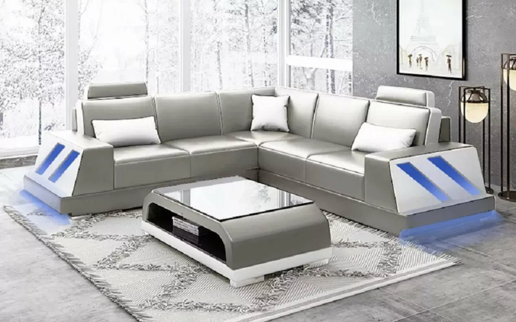 JVmoebel Ecksofa Ledersofa Eckcouch Polstergarnitur Sofa Couch Wohnlandscha günstig online kaufen