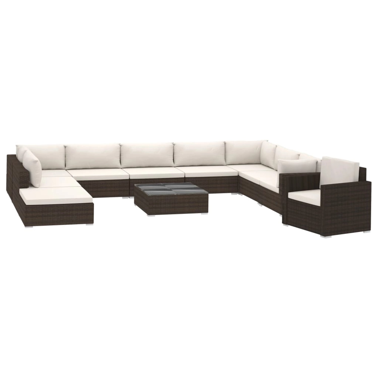 vidaXL 11-tlg Garten-Lounge-Set mit Auflagen Poly Rattan Braun Modell 1 günstig online kaufen