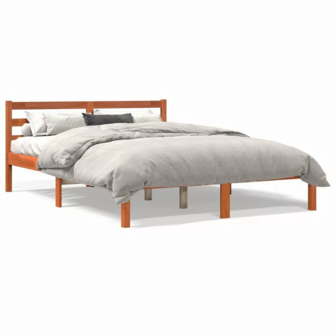 vidaXL Bettgestell Massivholzbett Wachsbraun 120x190 cm Kiefer Bett Bettges günstig online kaufen