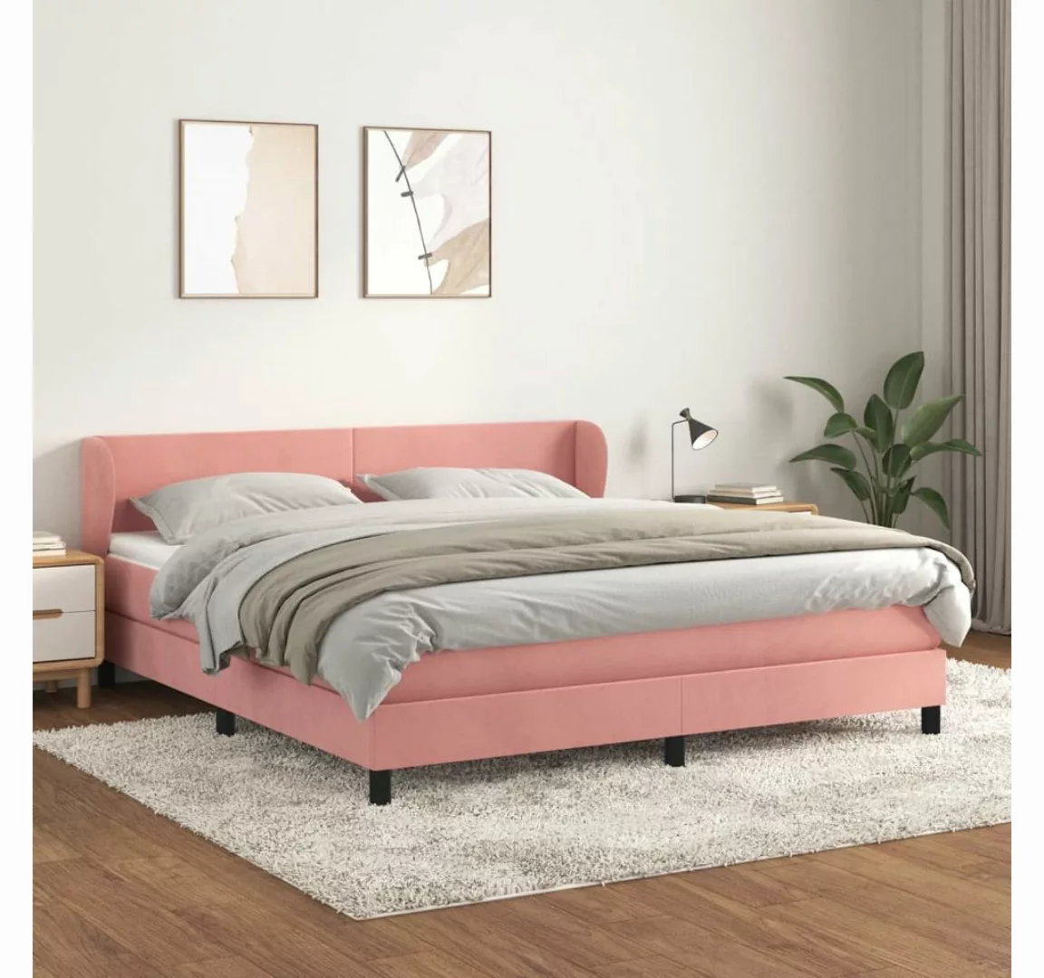 vidaXL Boxspringbett Boxspringbett mit Matratze Rosa 180x200 cm Samt Bett B günstig online kaufen