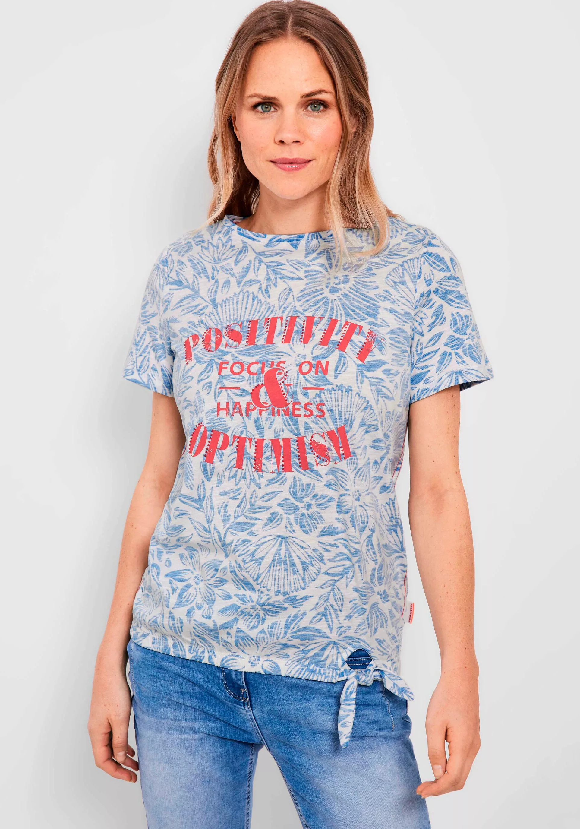 Cecil T-Shirt, mit Alloverdruck und Statement günstig online kaufen