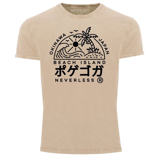 Neverless Print-Shirt Herren Vintage Shirt Japan Okinawa Beach Island Schri günstig online kaufen