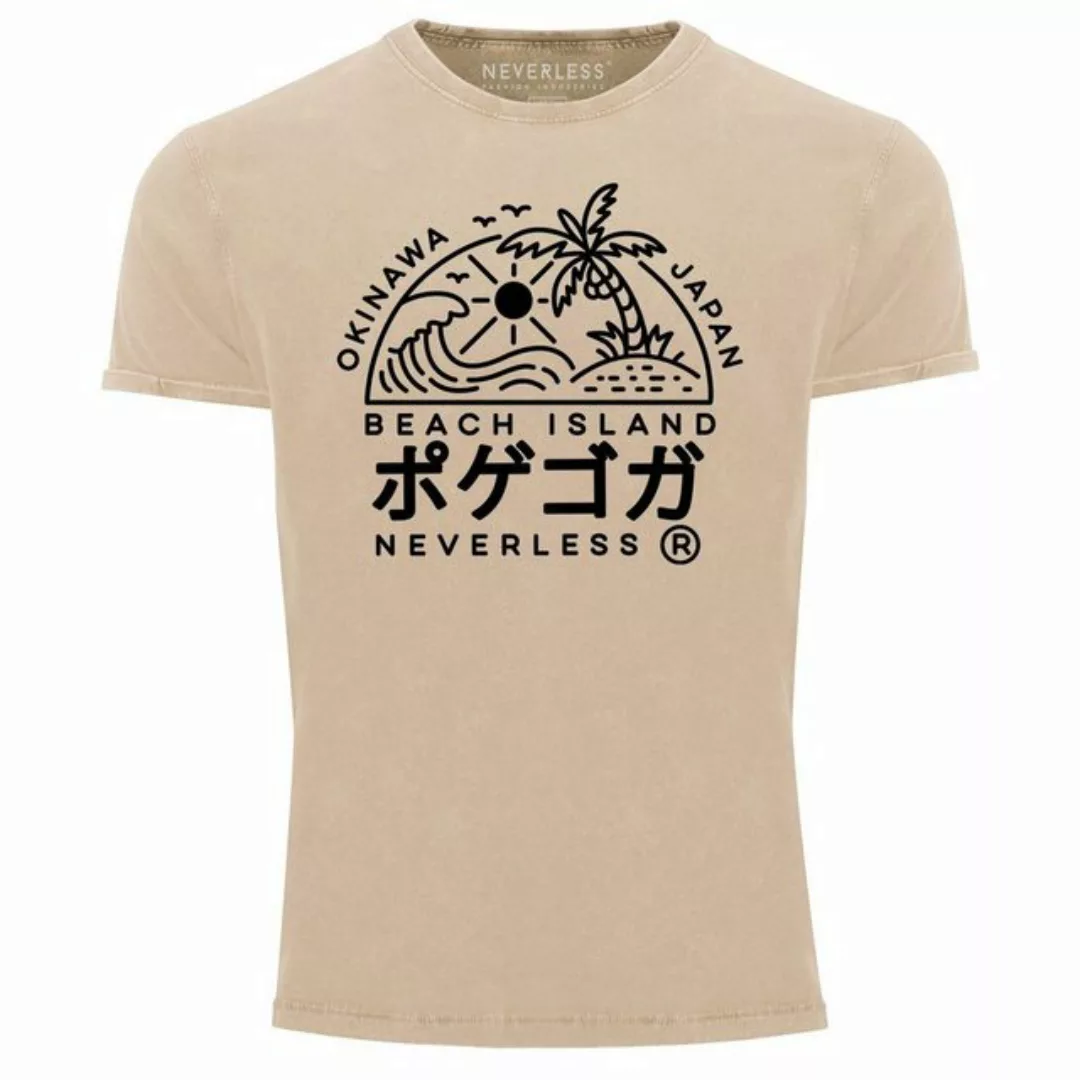 Neverless Print-Shirt Herren Vintage Shirt Japan Okinawa Beach Island Schri günstig online kaufen