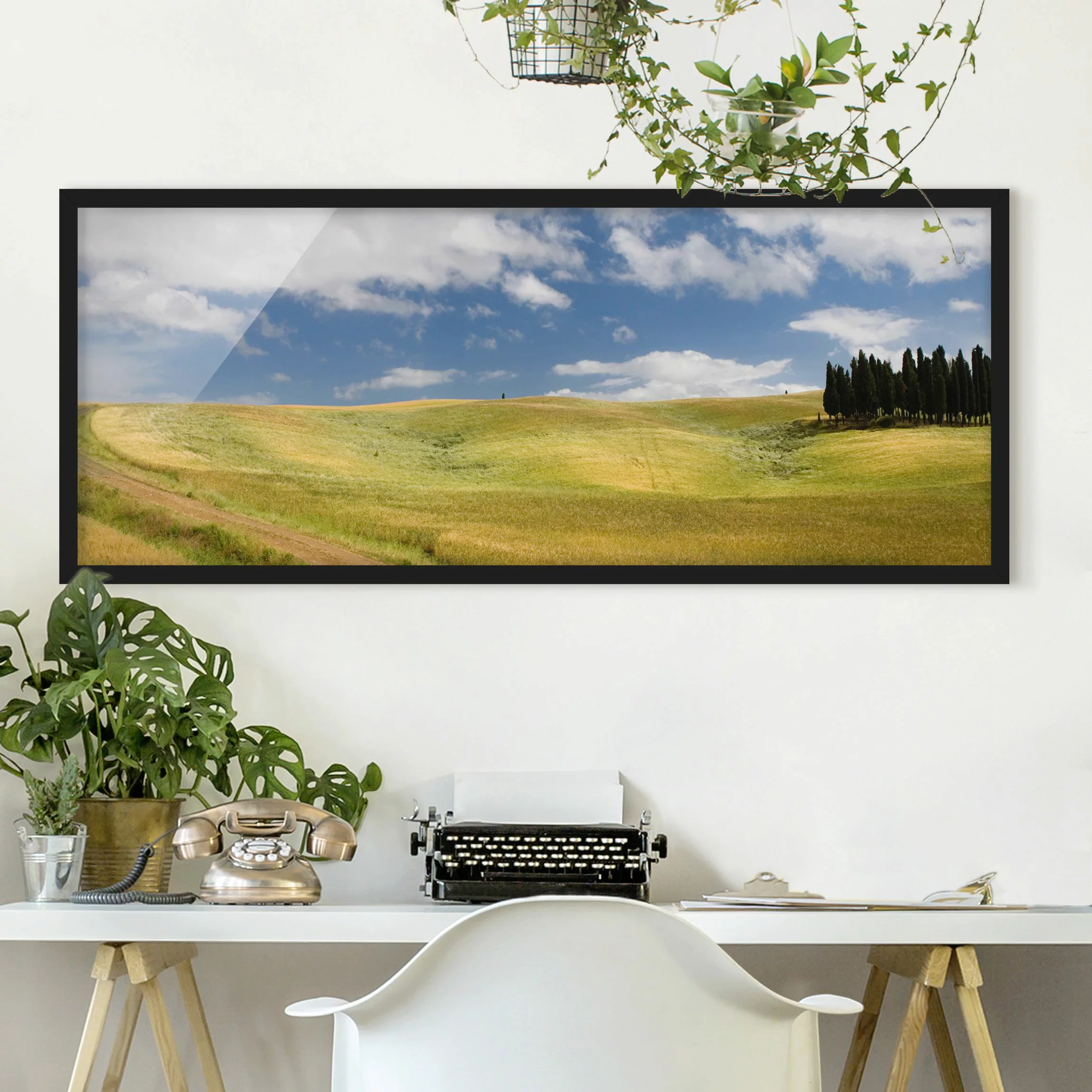 Bild mit Rahmen Natur & Landschaft - Panorama Zypressen in der Toskana günstig online kaufen