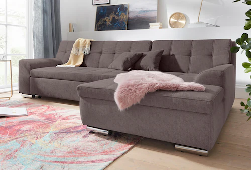 DOMO collection Ecksofa "Aversa L-Form", wahlweise mit Bettfunktion günstig online kaufen