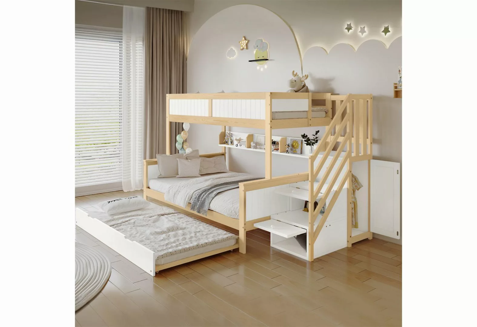 autolock Etagenbett Etagenbett, Kinderbett, mit Rollbett, Kleiderschrank, E günstig online kaufen