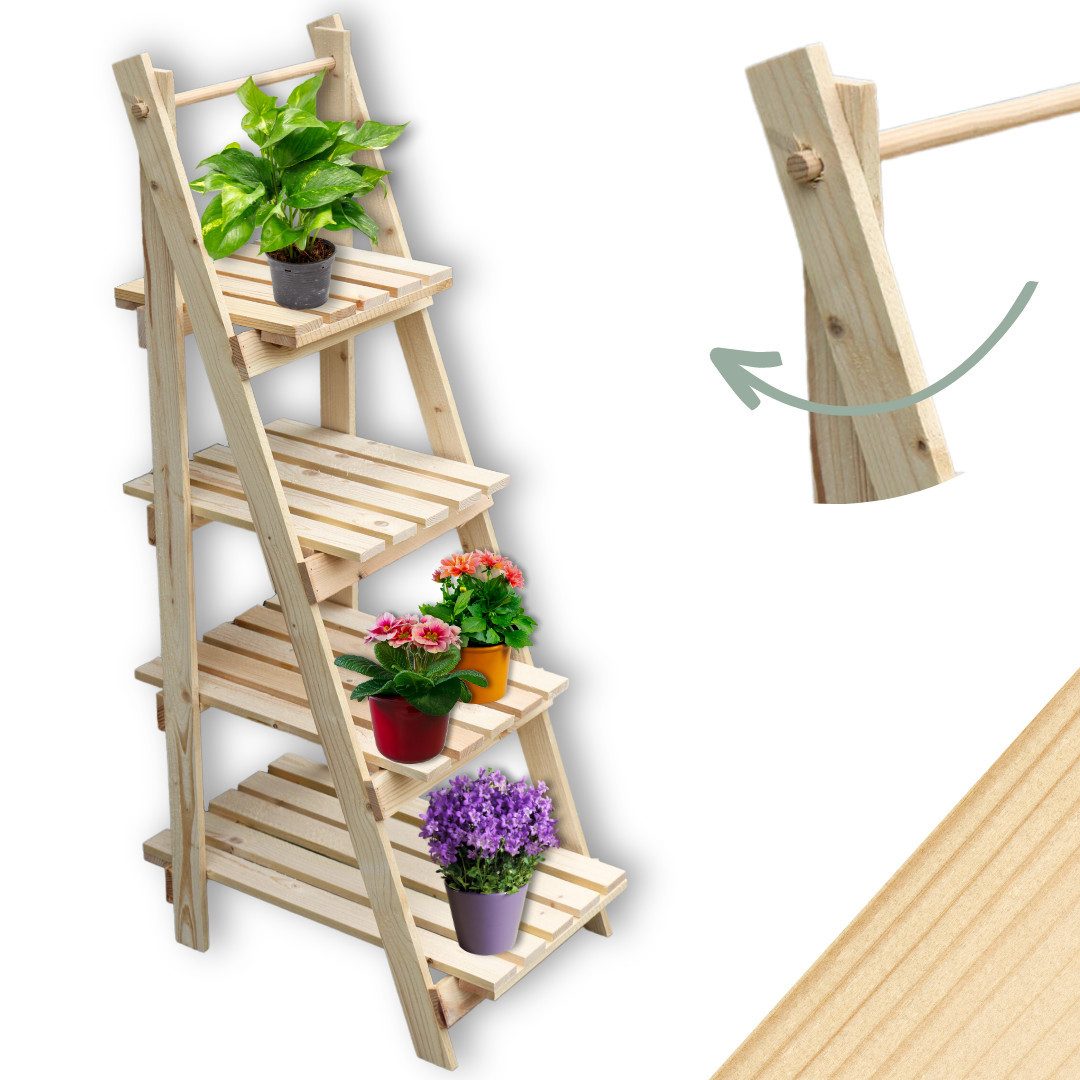 holz4home® Pflanzentreppe Pflanzleiter mit 4 Ablagen günstig online kaufen