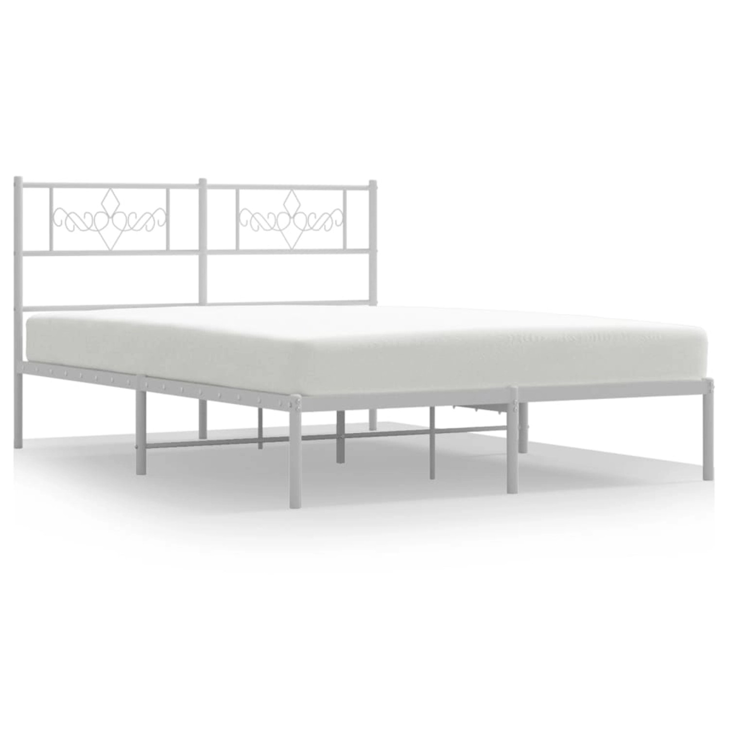 vidaXL Bettgestell Bettrahmen mit Kopfteil Metall Weiß 120x200 cm Bett Bett günstig online kaufen